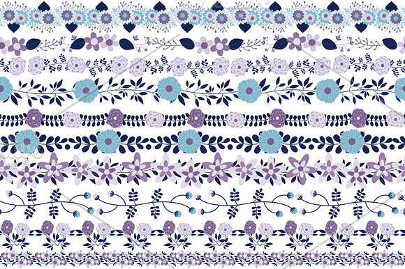 Violet blue flower border divider in Illustrations - product preview 1