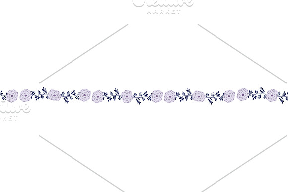 Violet blue flower border divider in Illustrations - product preview 2