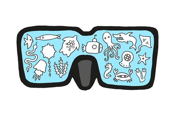 Diving. View through the mask. in Illustrations - product preview 1
