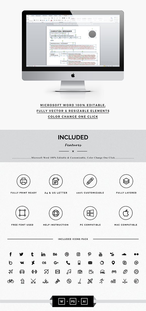 Elegant Resume Template in Resume Templates - product preview 2