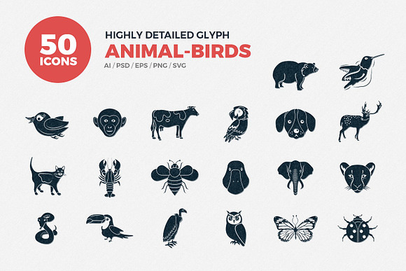Glyph Icons Animals & Birds Set in Icons - product preview 12