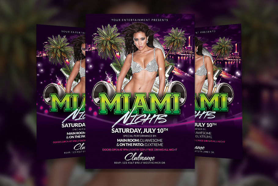 Miami Nights Flyer Template in Flyer Templates - product preview 8