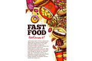 Fast food restaurant banner with takeaway menu