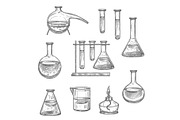 Chemical laboratory glass and equipment sketch