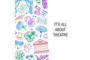 Vector doodle theatre elements background illustration