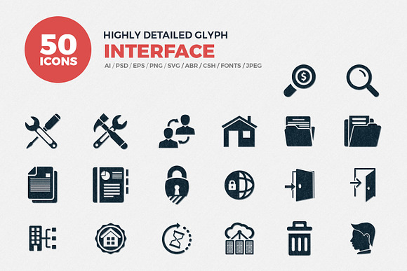 Glyph Icons Interface Set in Graphics - product preview 6