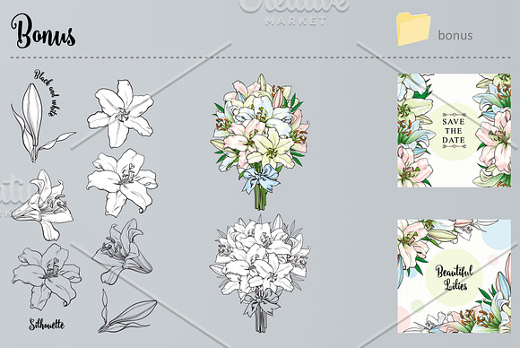 Lily, Bouquet and Wedding Design in Illustrations - product preview 7