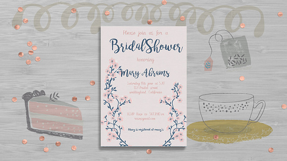 Floral Bridal Shower Card Template in Card Templates - product preview 1