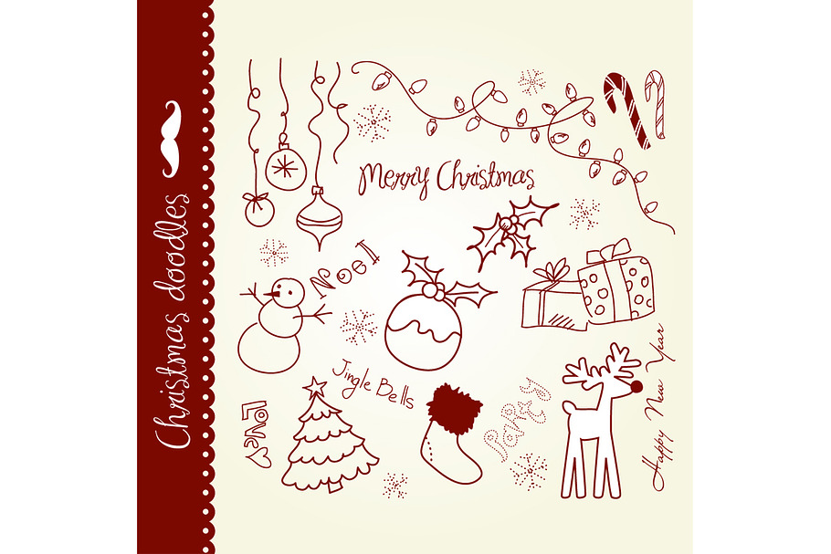 Christmas doodles hand drawn clipart