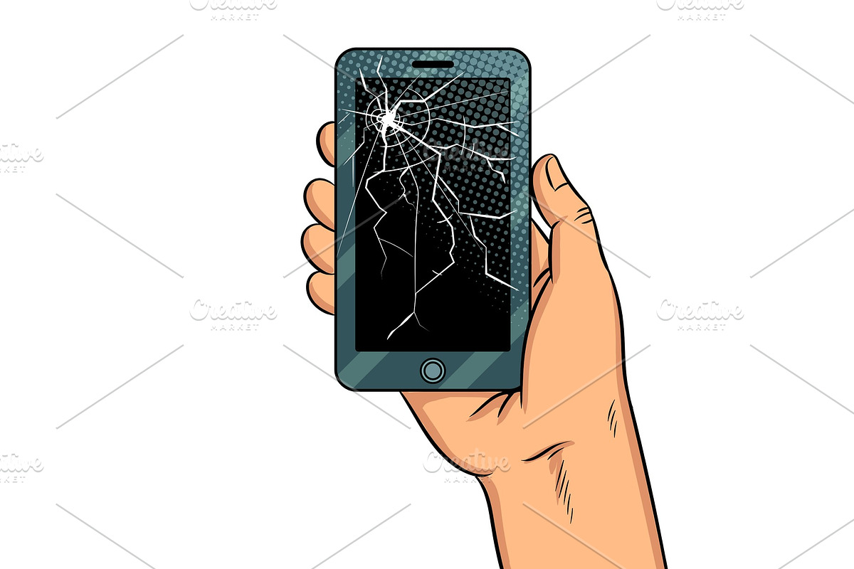 Smart phone and broken screen pop art vector in Illustrations - product preview 8