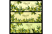 Green olive branch banner for natural oil label