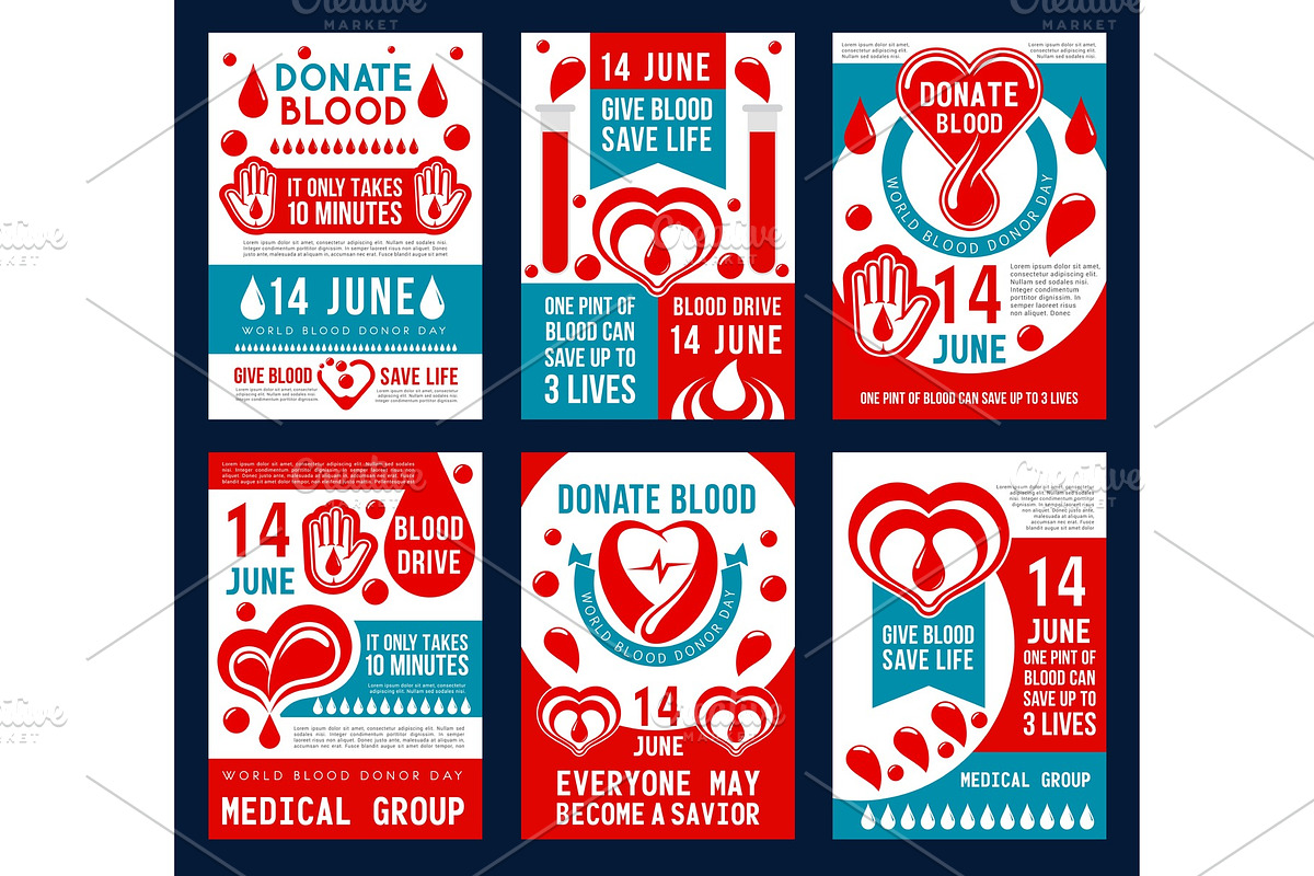 Blood donation banner for World Donor Day design in Illustrations - product preview 8
