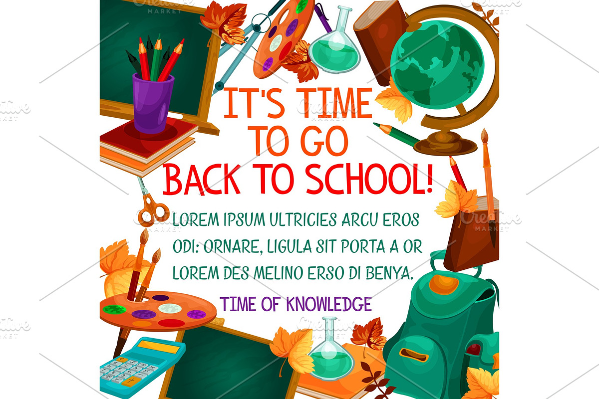 Back to School vector education time poster in Illustrations - product preview 8