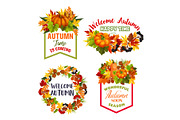 Autumn Welcome Fall vector leaf acorn icons