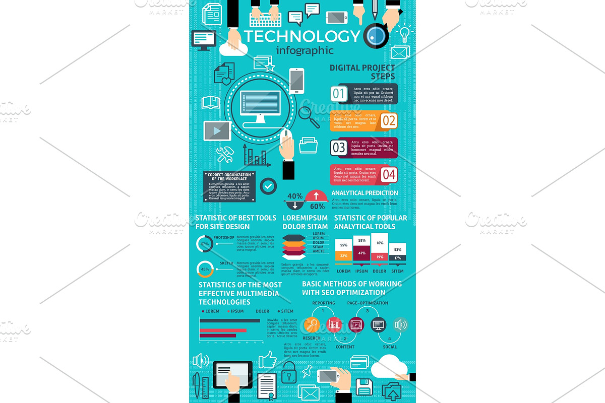 Technology infographic design with graph and chart in Illustrations - product preview 8
