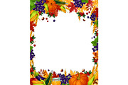Autumn vector acorn leaf, pumpkin harvest poster