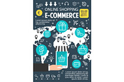 Online shopping flat banner for e-commerce design