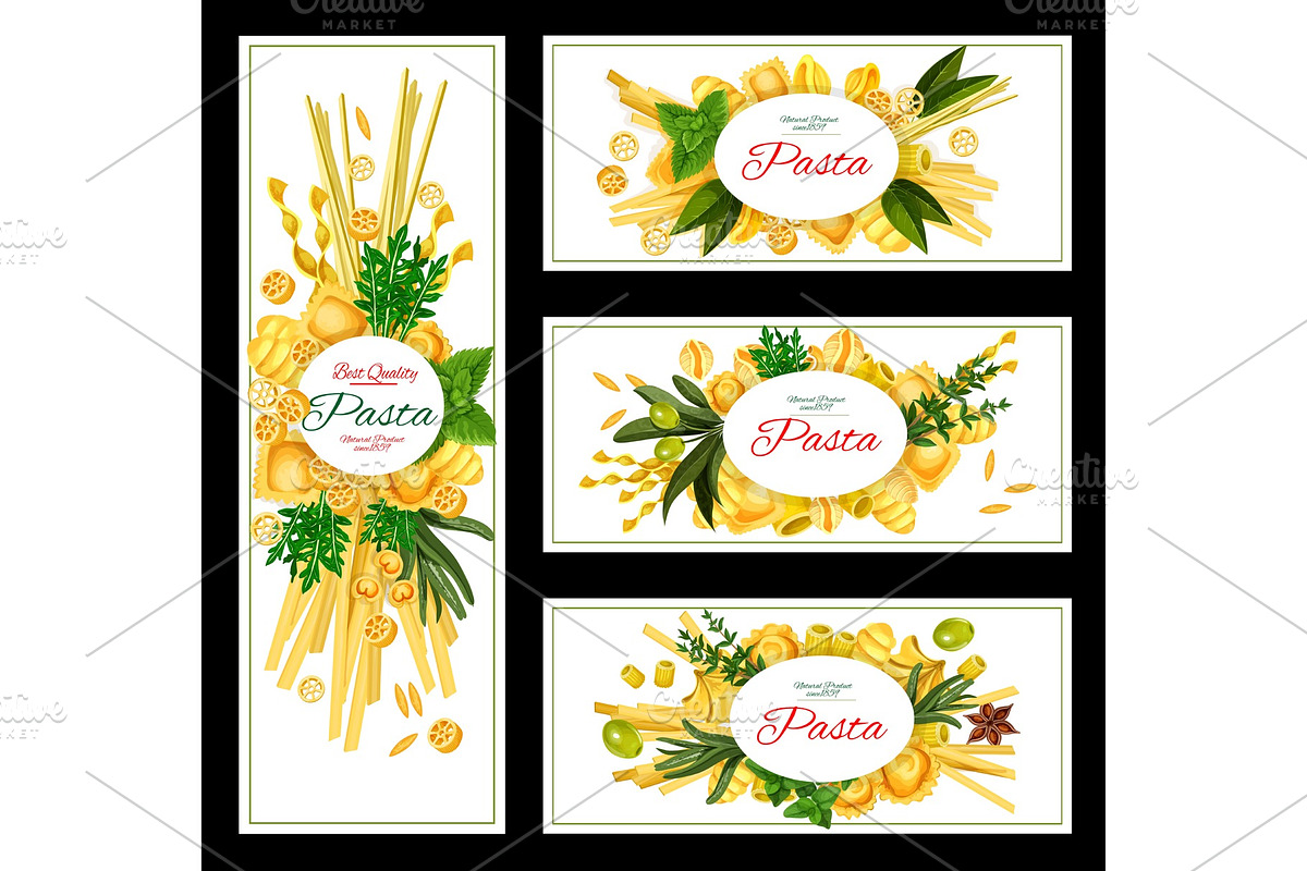 Pasta with spices banner for italian food design in Illustrations - product preview 8