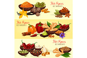 Hot spice banner of natural food ingredient