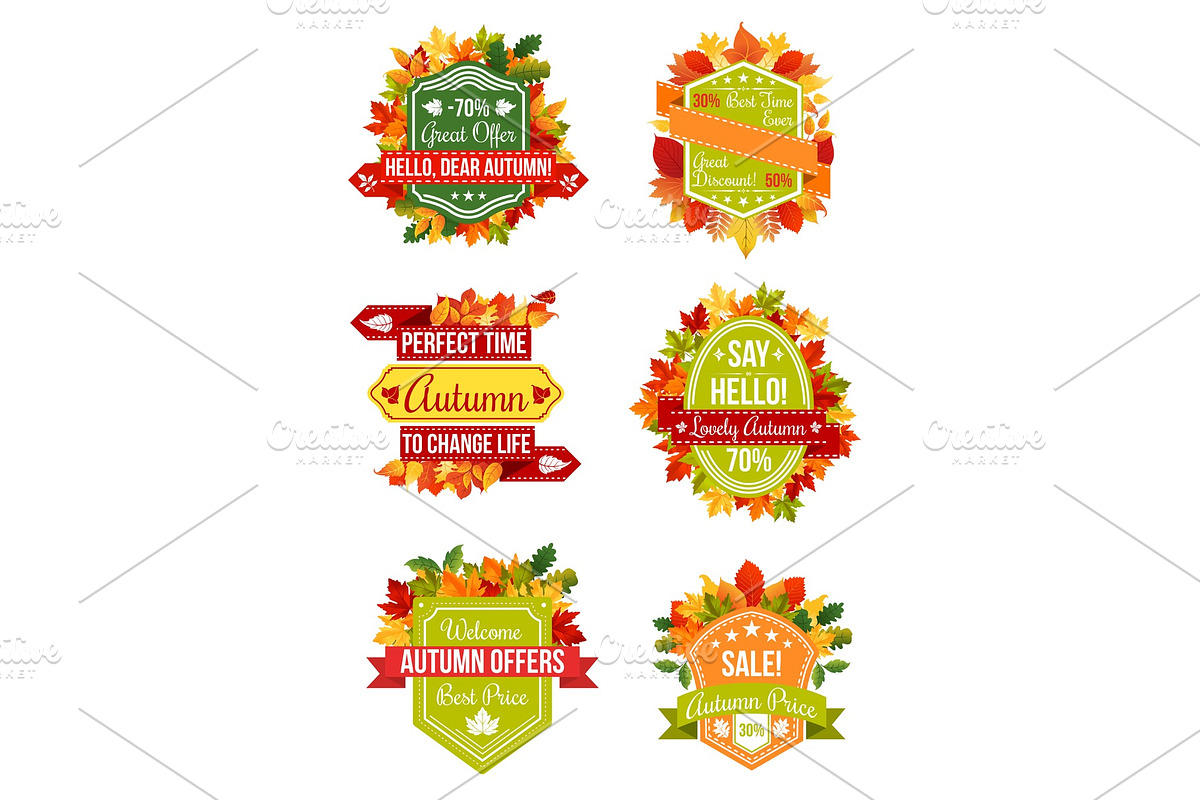 Autumn sale label and fall promotion badge set in Illustrations - product preview 8