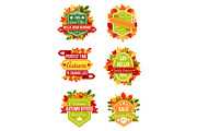 Autumn sale label and fall promotion badge set