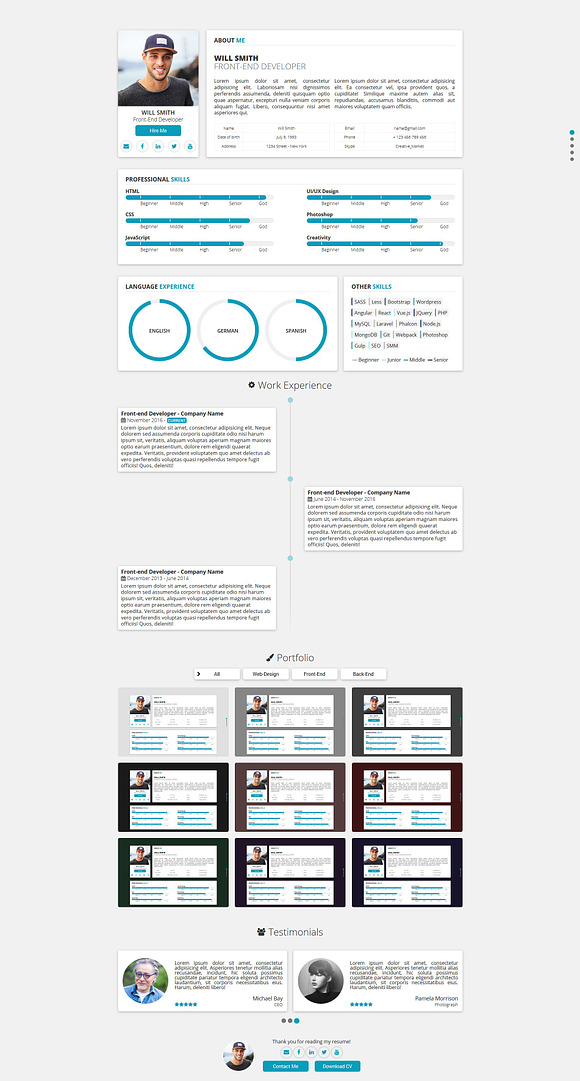 Redax WP - Simple OnePage CV Resume in WordPress Portfolio Themes - product preview 1