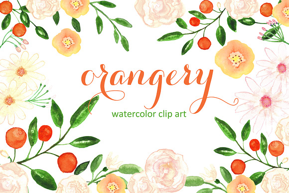 Orangery. Watercolor clip art. in Illustrations - product preview 1