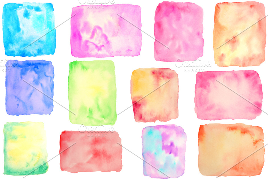 Watercolor Square & Rectangle Shapes