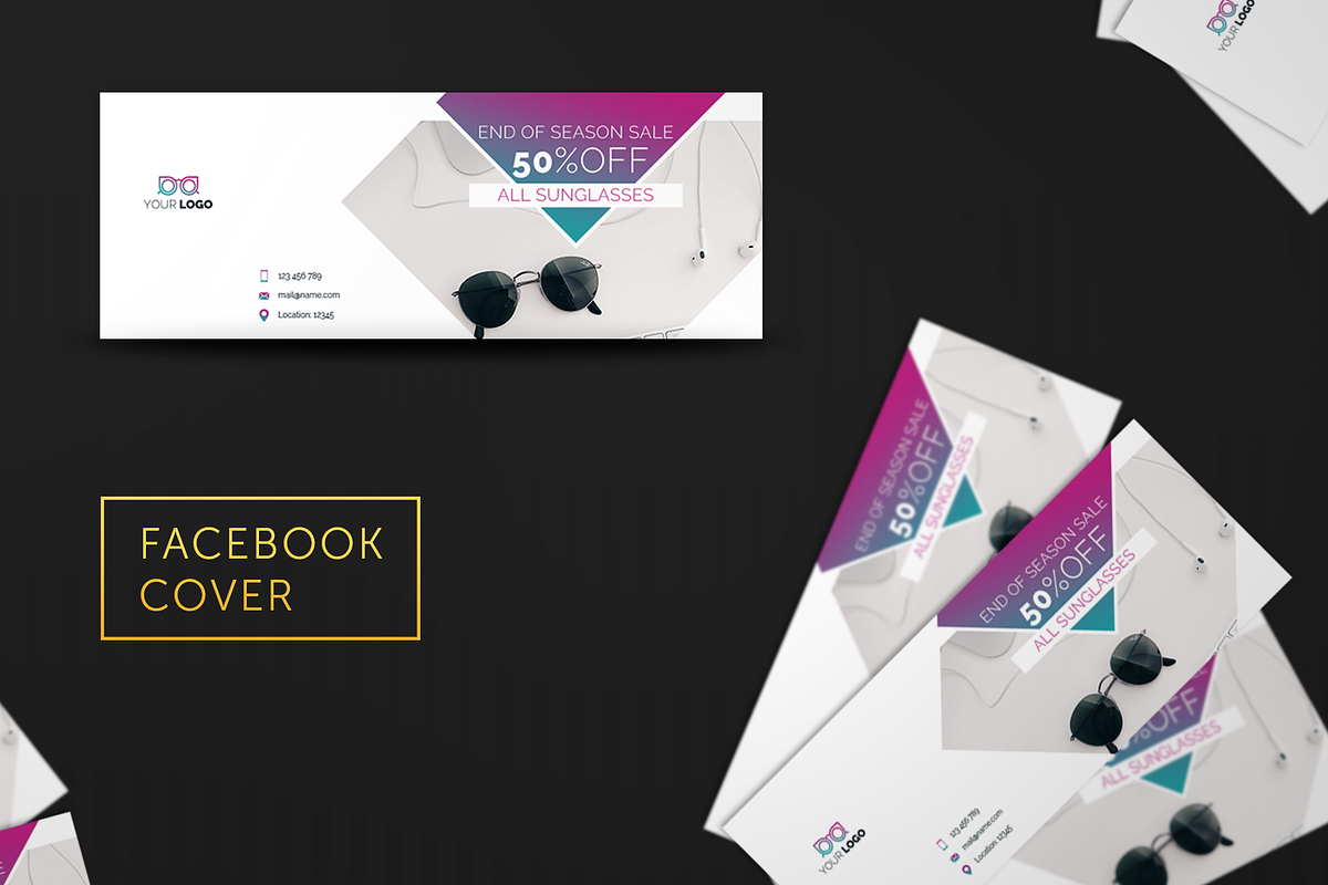 Glasses Shop Facebook Cover #011 in Facebook Templates - product preview 8