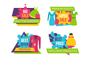 Women Clothing Store Set of Advertising Labels
