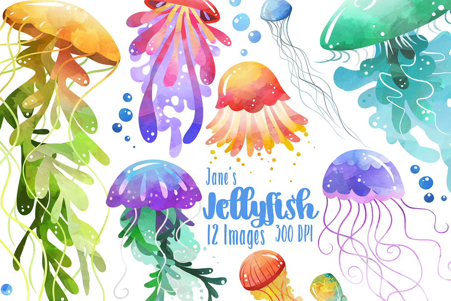 Watercolor Jellyfish Clipart