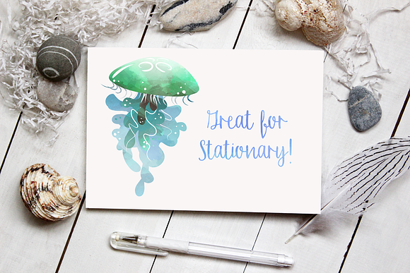 Watercolor Jellyfish Clipart in Illustrations - product preview 2