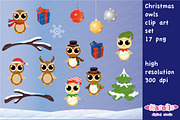 Christmas owls / clip art set