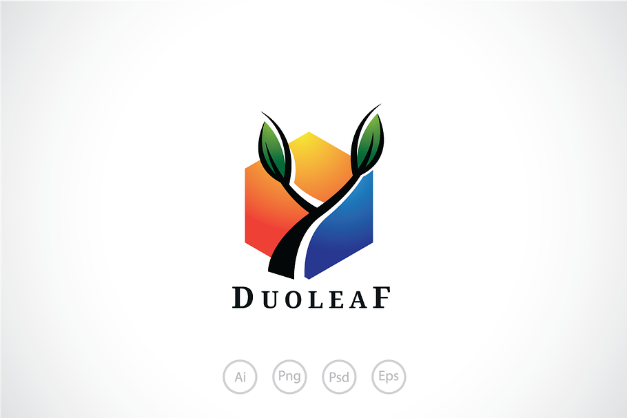 Two Leafs Hexagon Logo Tempate in Logo Templates - product preview 8