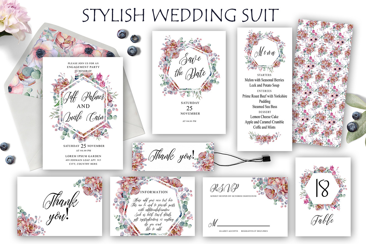 Stylish Floral Wedding Suit in Wedding Templates - product preview 8