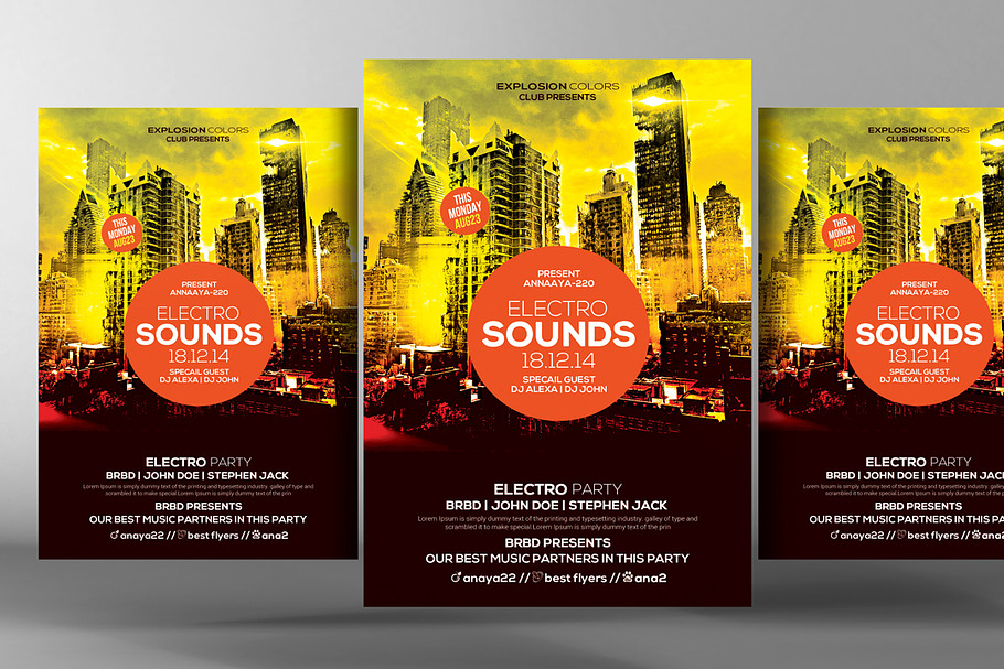 Electro Sound Party Flyer Template in Flyer Templates - product preview 8