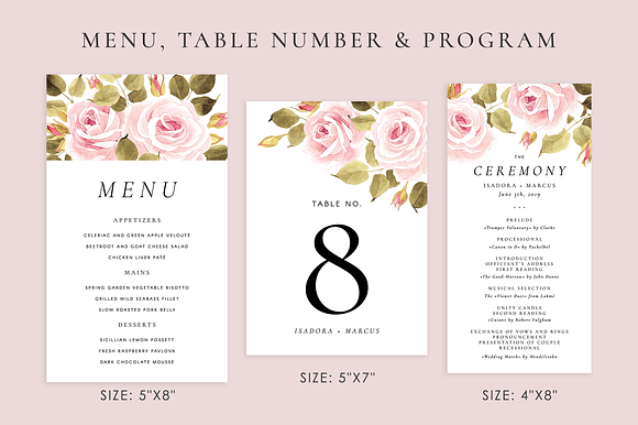Roses – wedding set in Wedding Templates - product preview 5