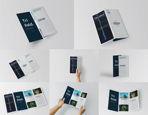 Trifold Brochure Mock-Up Set in Print Mockups - product preview 1