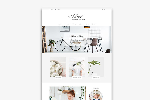 Moos Simple Elegant Blogging Theme in WordPress Blog Themes - product preview 1