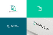 letter N and leaves logo design