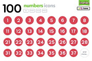 100 Numbers Icons - Jolly - Red