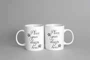 Two white mug coffee mockups 2 cups