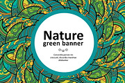 Floral green banners and patterns