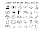 Icons Set Vector Handmade Draw