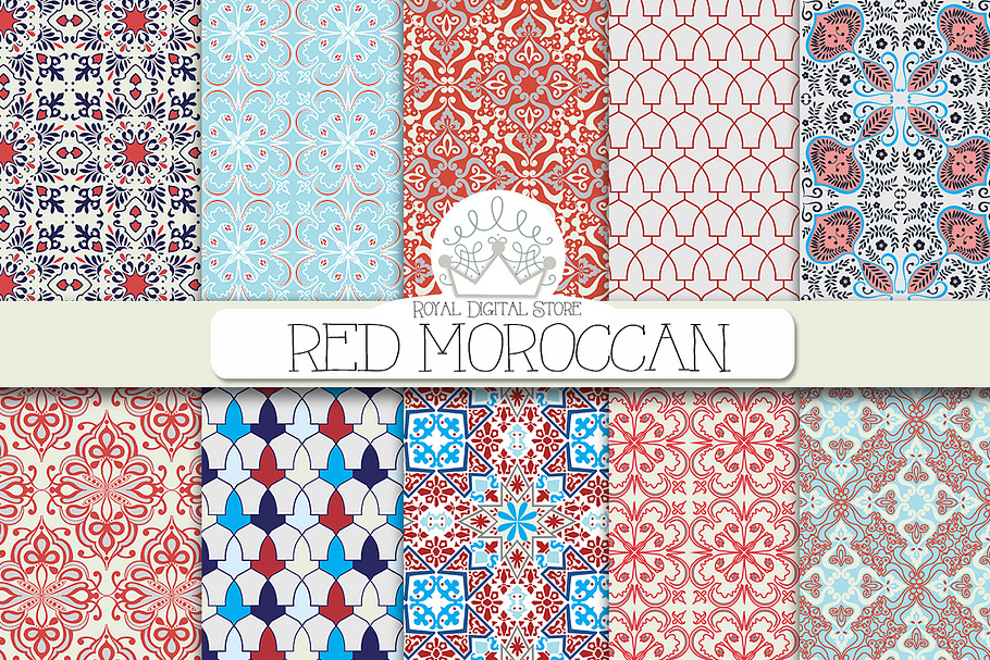 RED MOROCCAN digital paper in Patterns - product preview 8