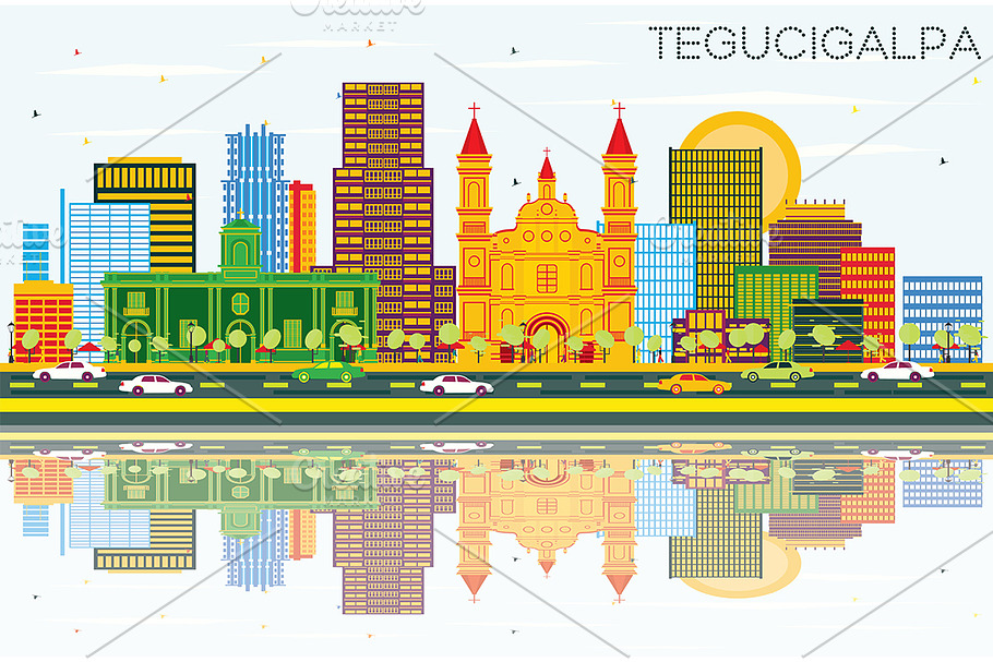 Tegucigalpa Honduras City Skyline  in Illustrations - product preview 8