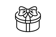 line icon. Present round box, gift