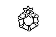 Web line icon. Christmas wreath 