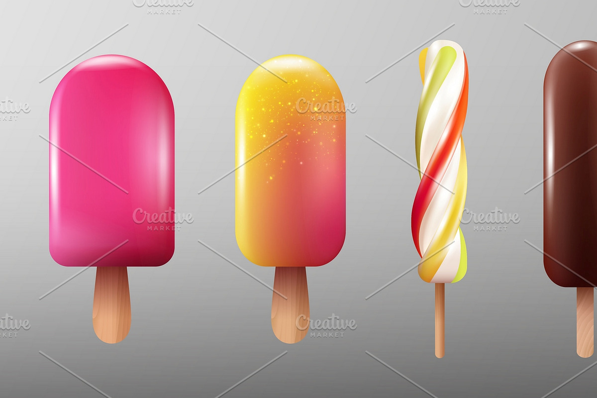 Realistic Ice Cream Collection in Icons - product preview 8