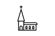 Web line icon. Church, temple black 